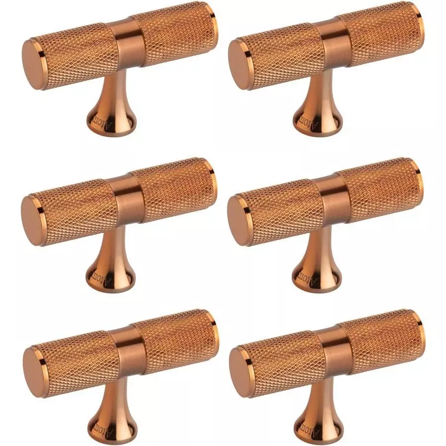Atom Brass Gold Matte Finish Cabinet/Drawer Handle, KB-BK-TEE-RG-106 (Pack of 6)