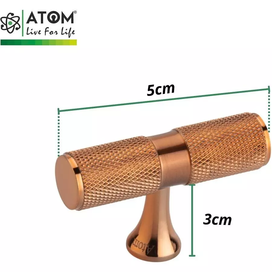 Atom Brass Gold Matte Finish Cabinet/Drawer Handle, KB-BK-TEE-RG-106 (Pack of 6)