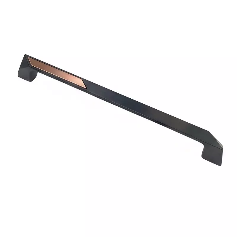 Paras K-2 Cabinet Handle Zinc 224 mm Hole to Hole Distance Black Matt + PVD Rosegold Finish, 1601