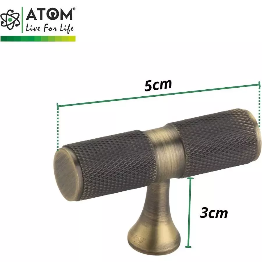 Atom Brass Multicolor Matte Finish Cabinet/Drawer Handle, KB-BK-TEE-BA-110 (Pack of 10)