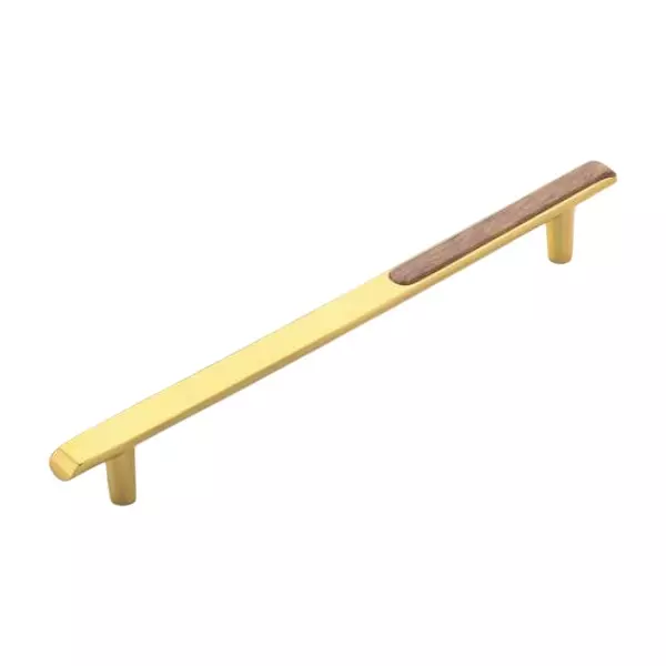 Altitude Cabinet Handle Astor Series Size 192 mm Metal Body in PVD Gold/Wood Finish for Home & Office Furniture