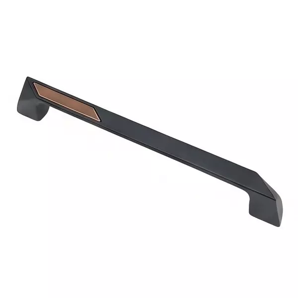 Paras K-2 Cabinet Handle Zinc 160 mm Hole to Hole Distance Black Matt + PVD Rosegold Finish, 1601
