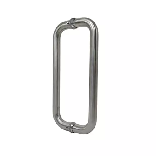 Ebco SS 304 Glass Door Handle D Type Brushed Steel Finish and Size Ø 25 x 450 mm, D-GDH1-2545-BS (Set of 2)