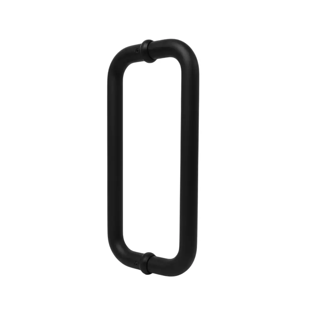 Ebco SS 304 Glass Door Handle D Type Black Finish and Size Ø 22 x 300 mm, D-GDH1-2230-BL (Set of 2)