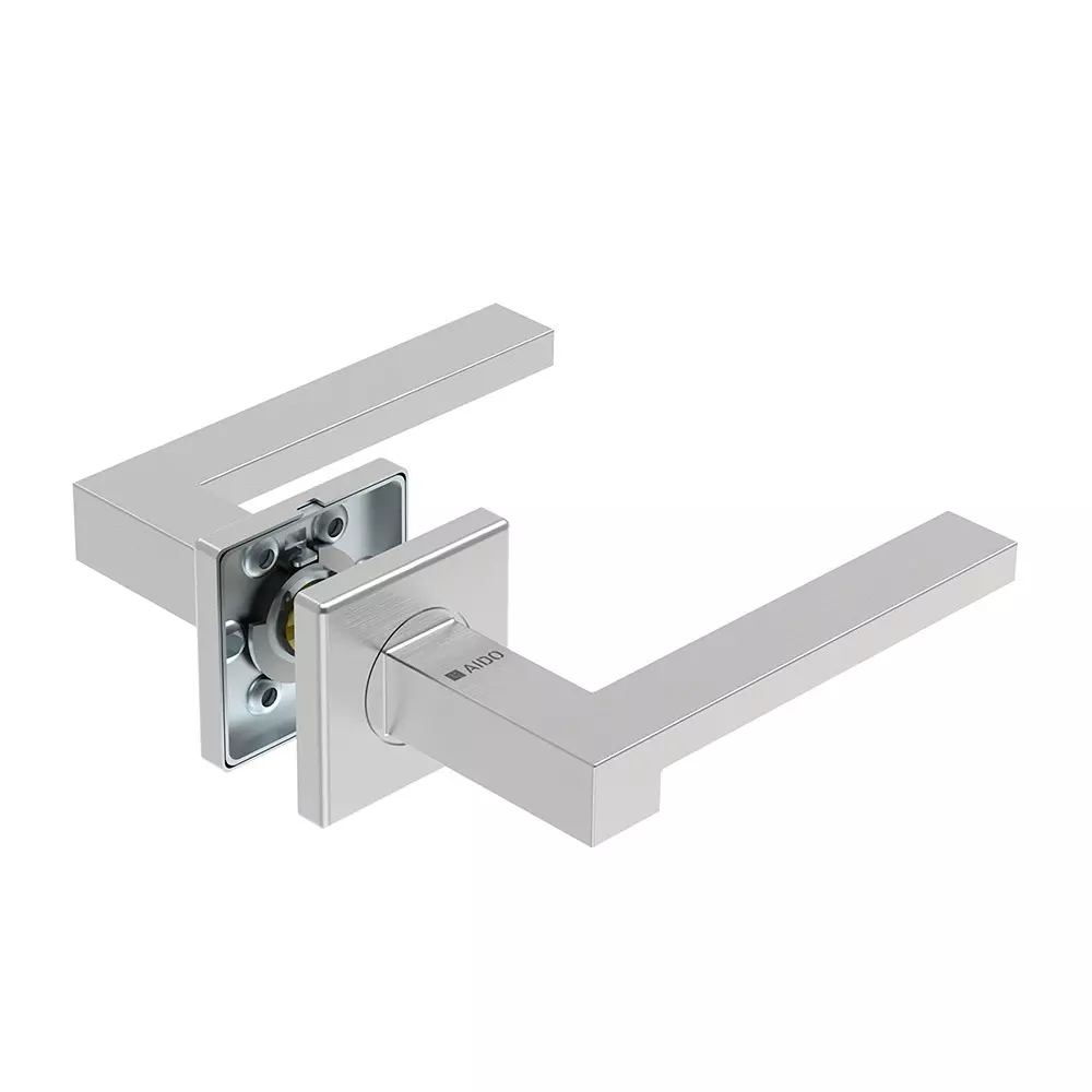 AIDO XL-C 2103 Stainless Steel SSS Finish Solid Lever Handle With Square Roses And Escutcheons