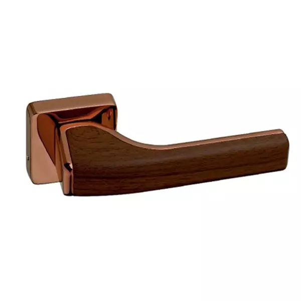 Europa Mortise Handle Zinc Rose Gold & Walnut Wood Finish, GMHZR714