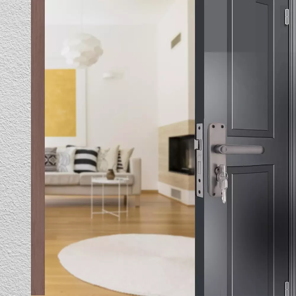 Godrej Door Handle Set 2C BM 09 Matte Black Nickel 175 mm, 5635