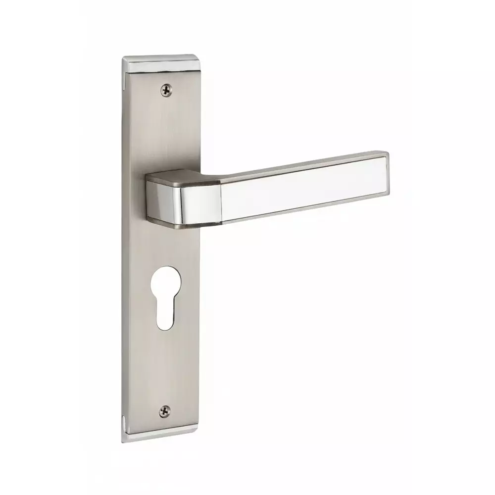 Harrison Right Hand Side Door Handle White Metal 200 mm Plate Size CP Matt Finish, 10990