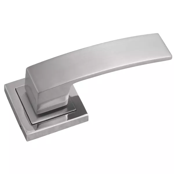 Jainson Locks Full Zinc Xylo Rose Door Handle Set Ultra 60 mm Cylinder Size S.S Finish, 935