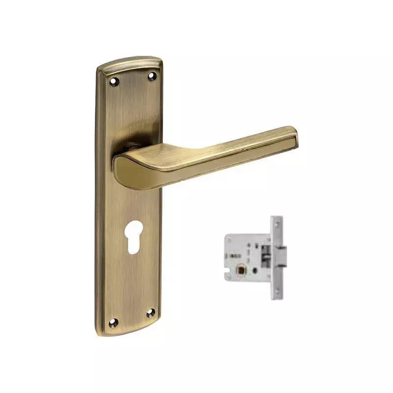 OZONE Aries Series Voyager Mortise Handle for Bathroom Zinc Alloy 45x85mm Lock Body Antique Brass, OZH-ARI-VOY BT RS ANTIQUE BRASS