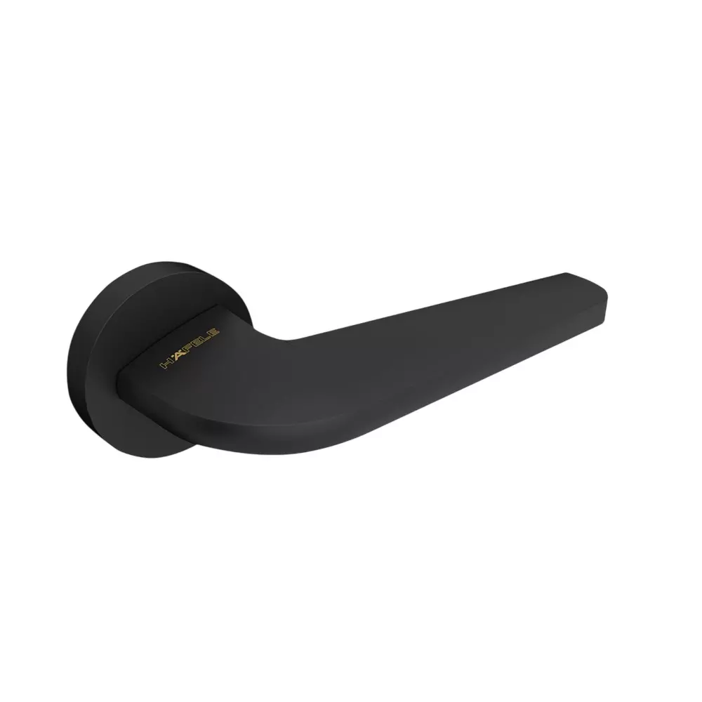 Hafele Left or Right Lever Door Handle Brass On Square Rose With Euro Profile Cylinder Escutcheon Black Matt Finish, 900.99.367