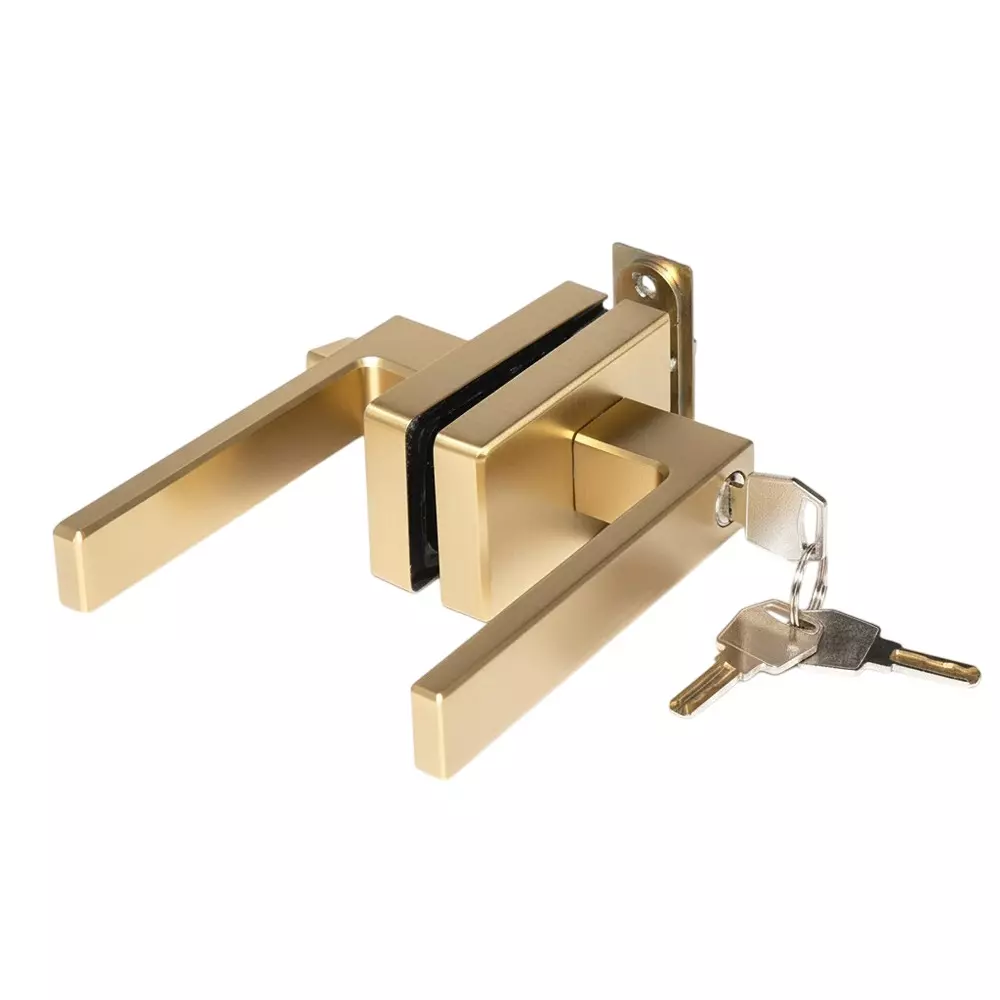 Ebco Mortise Handle Lock Brushed Gold Finish Metal Body for Sliding Partition System (With Keys), MHLK-SPS-BG (Set of 2)
