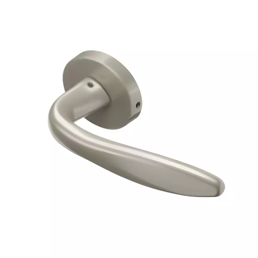 Ebco Mortise Door Handle Brass Zen On Rose 4 Brushed Nickel Finish and ⌀60 mm Keyhole, MDHBZ-KH50-R4-NB