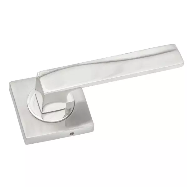 Jainson Locks Full Zinc Curvo Rose Door Handle Set Normal 60 mm Cylinder Size S.S Finish, 835