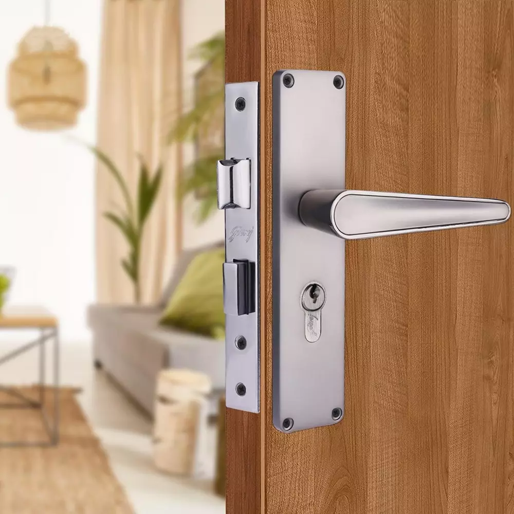 Godrej Door Handle Set 1CK NEH 19 Matte Black Nickel, 3253