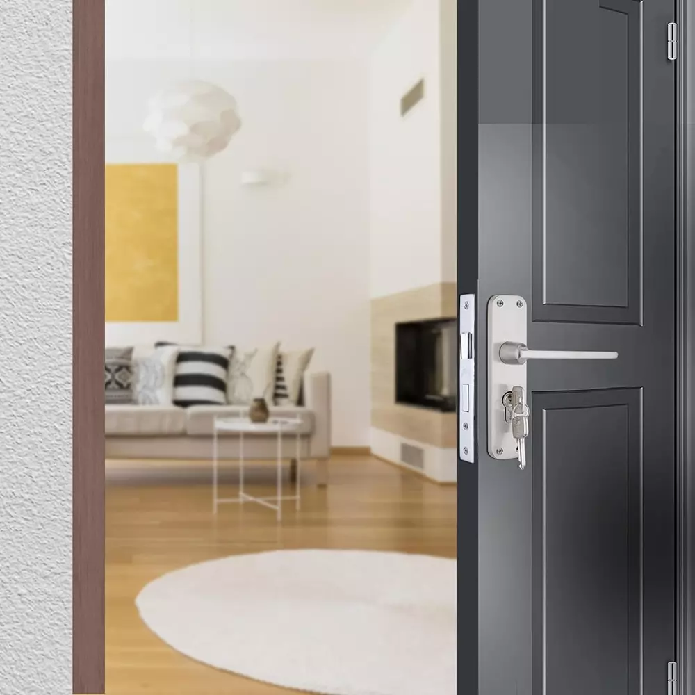 Godrej Door Handle Set 2C BM 10 Satin Steel 175 mm, 5533