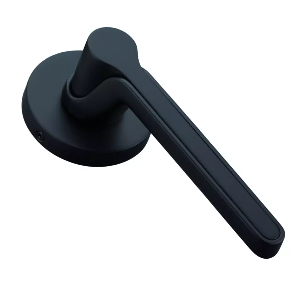 Jainson Locks Ss + Zinc / Alm Plum Rose Door Handle Set Normal 60 mm Cylinder Size Jet Black Finish, 467