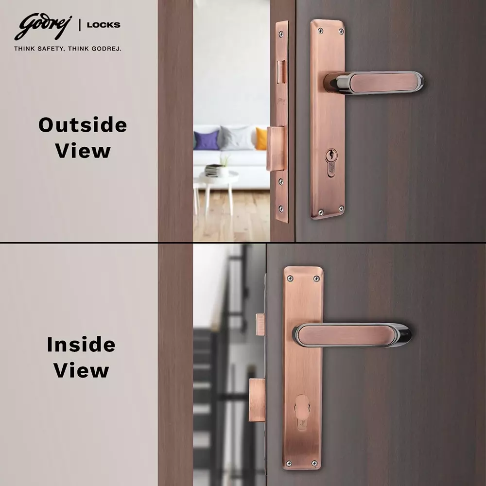 Godrej Door Handle Set 2C NEH 21 Black Antique Copper, 3552