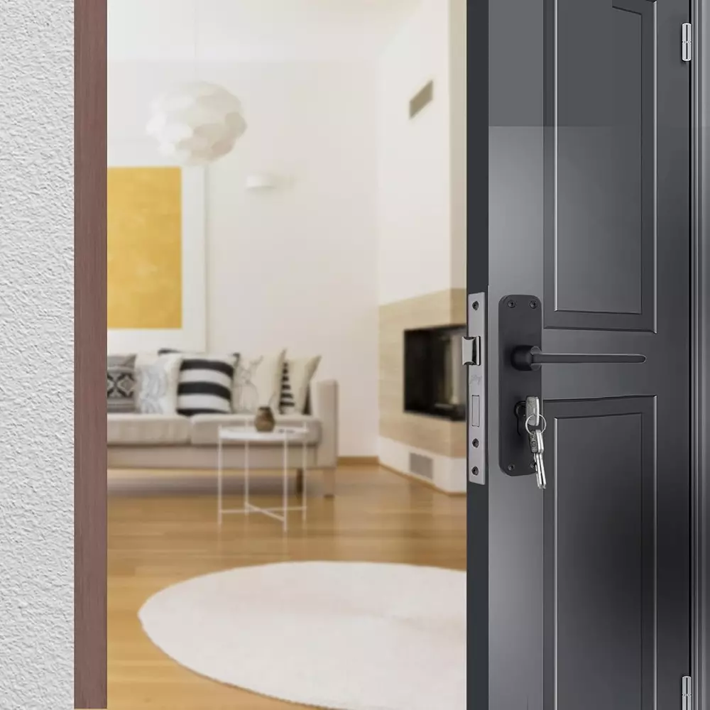 Godrej Door Handle Set 2C BM 10 Matte Black 175 mm, 5644