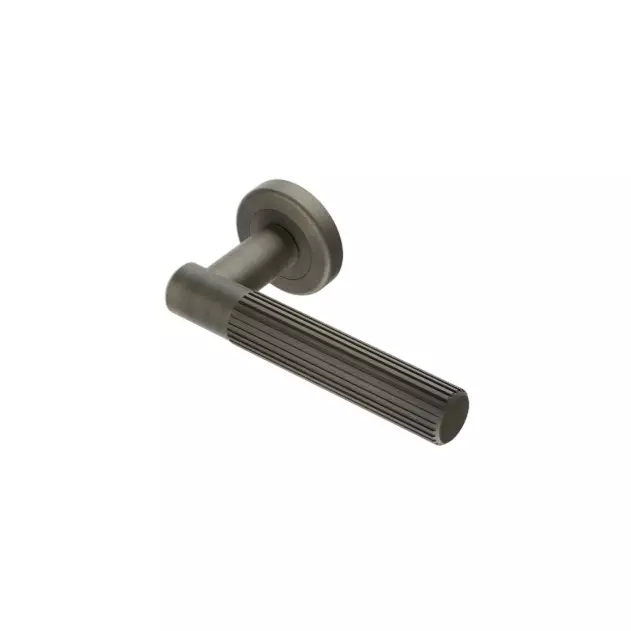 Ebco Mortise Door Handle Brass Zen On Rose 3 Antique Brass Finish and ⌀50 mm Keyhole, MDHBZ-KH50-R3-AQ