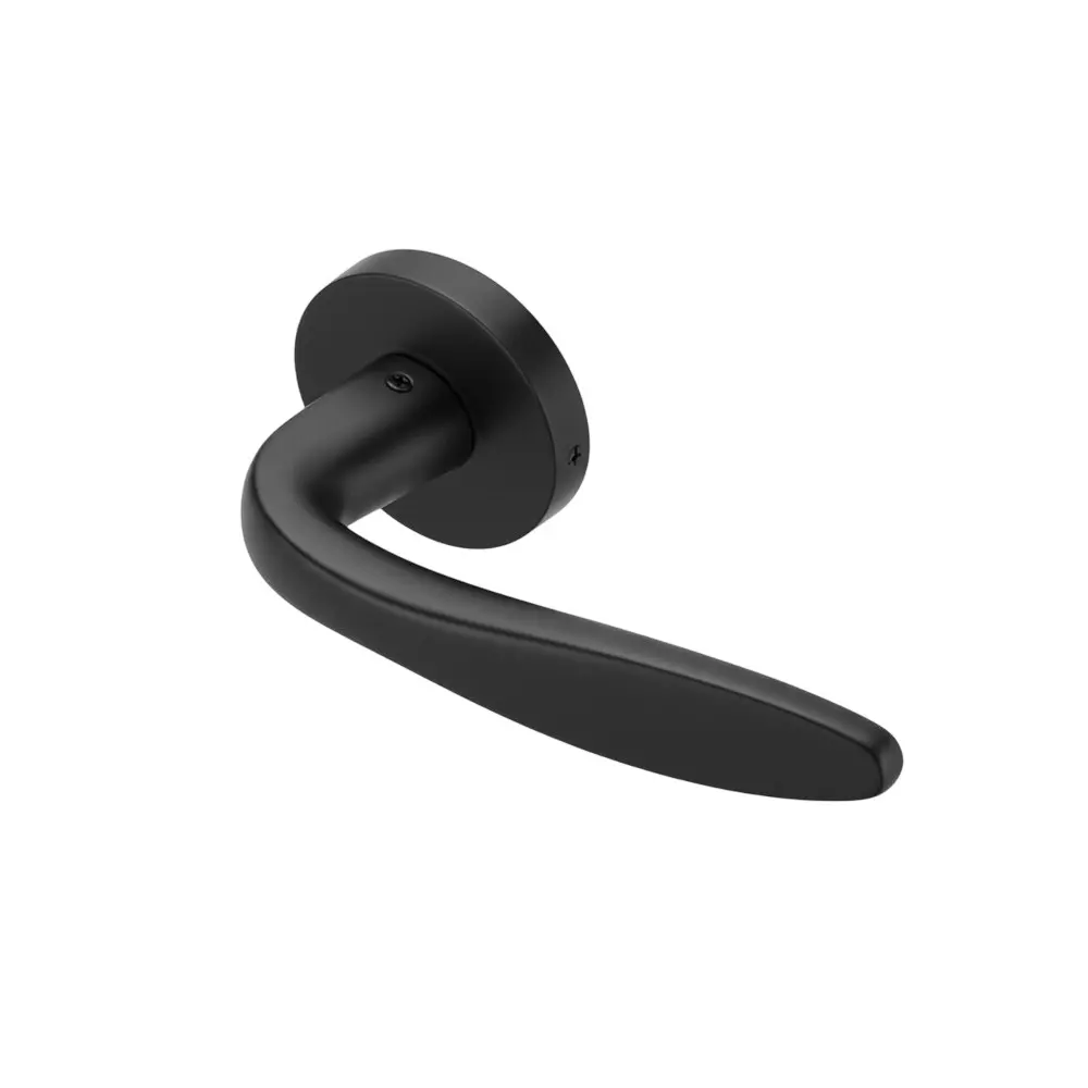 Ebco Mortise Door Handle Brass Zen On Rose 4 Matt Black Finish and ⌀60 mm Keyhole, MDHBZ-KH50-R4-BL