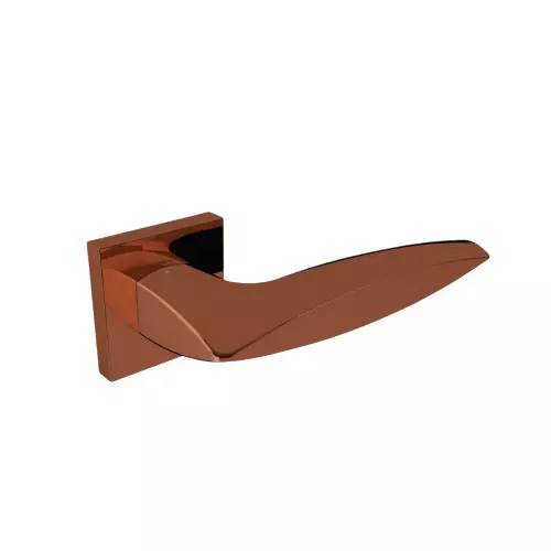 Hafele Left or Right Lever Door Handle Brass On Square Rose With Euro Profile Cylinder Escutcheon Rose Gold PV Finish, 900.99.373