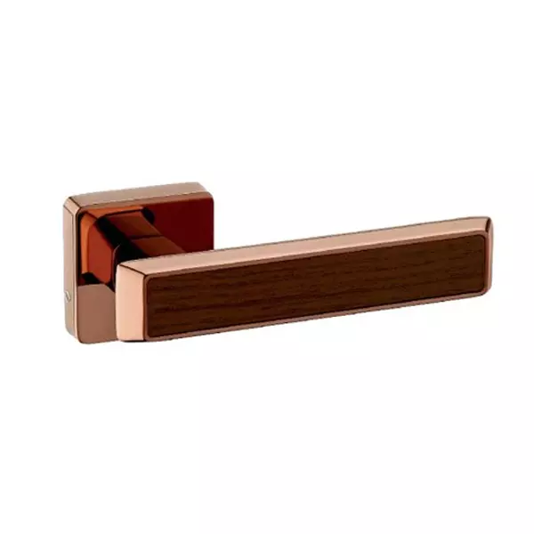 Europa Mortise Handle Zinc Rose Gold & Walnut Wood Finish, GMHZR707