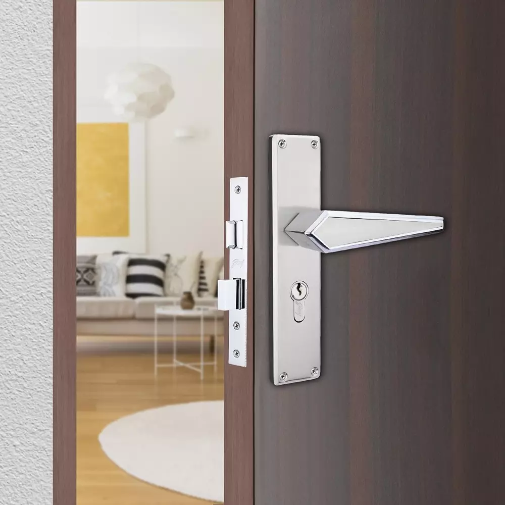 Godrej Door Handle Set 1CK NEH 22 Satin Steel 200 mm, 3713