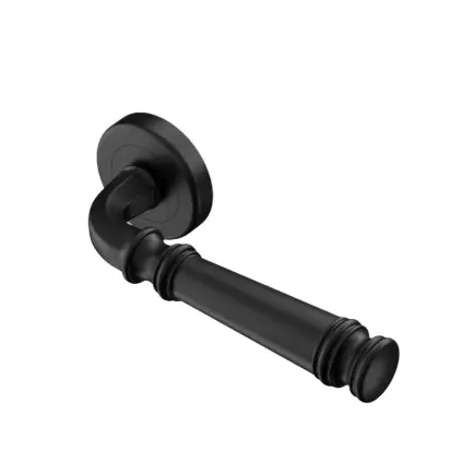 Ebco Mortise Door Handle Brass Zen On Rose 6 Matt Black Finish and ⌀50 mm Keyhole, MDHBZ-KH50-R6-BL