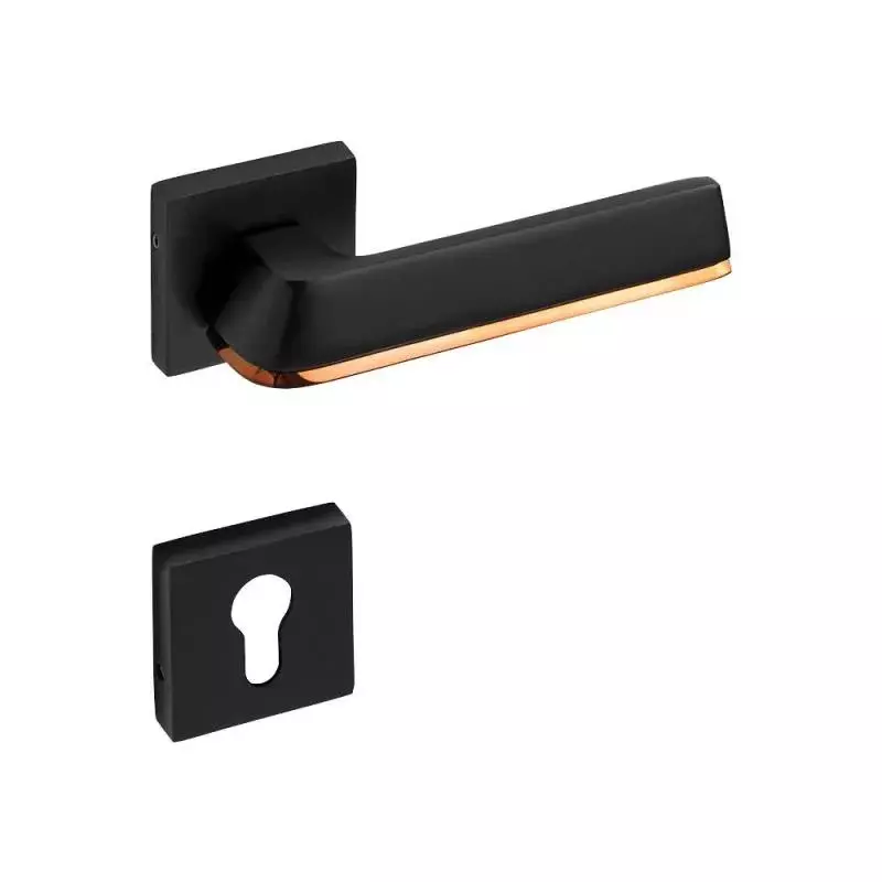 OZONE Delta Series Mortise Handle 45x85 mm High-Quality Zinc Alloy Black Rose Gold Finish, OZH-ARI-DEL RS BLACK ROSE GOLD