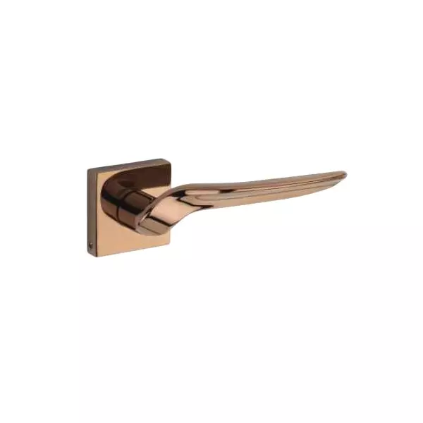 Jainson Locks Saga Olive Rose Door Handle Set Ultra 62 mm Cylinder Size Pvd Rose Gold Finish, 524