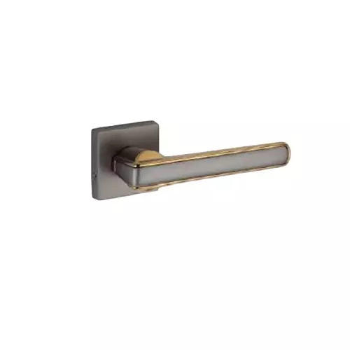 Jainson Locks Saga Enzo Rose Door Handle Set Coin 60 mm Cylinder Size Grey Matt + Pvd Brown Finish, 734