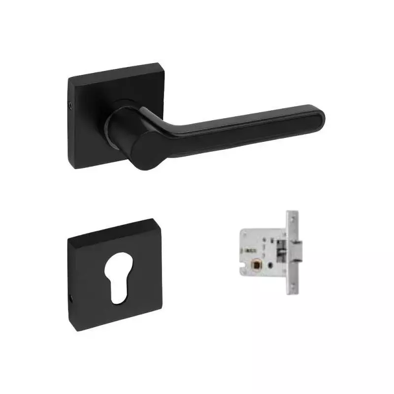 OZONE Aries Series Kepler Mortise Handle for Bathroom Zinc Alloy 45x85mm Lock Body Dual Black, OZH-ARI-KEP BT RS DUAL BLACK