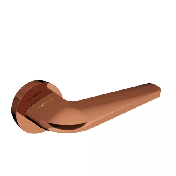 Hafele Left or Right Lever Door Handle Brass On Square Rose With Euro Profile Cylinder Escutcheon Rose Gold PVD Finish, 900.99.368