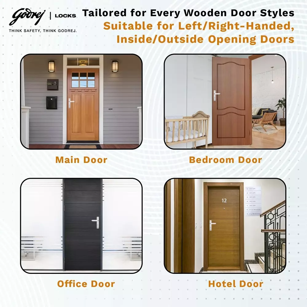 Godrej Door Handle Set 2C NEH 21 Satin Steel, 3529