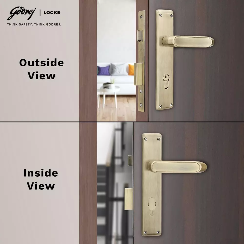 Godrej Door Handle Set 2C NEH 21 Antique Brass, 3534