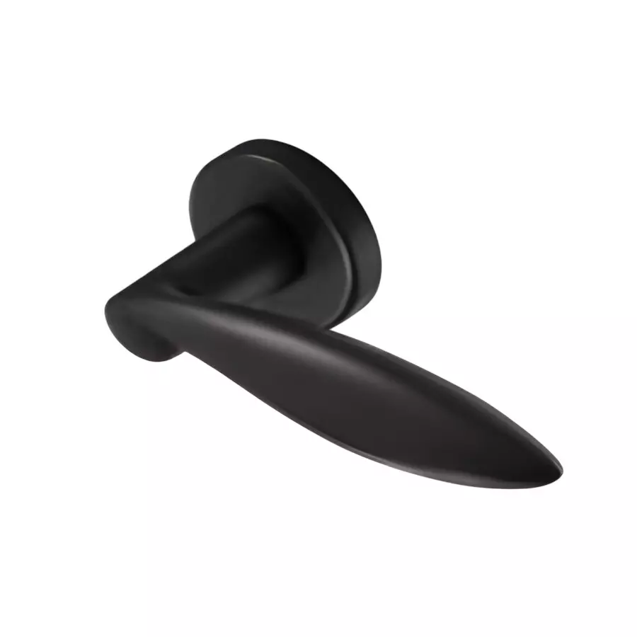 Ebco Mortise Door Handle Brass Zen On Rose 1 Matt Black Finish and ⌀50 mm Keyhole, MDHBZ-KH50-R1-BL