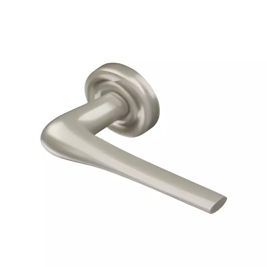 Ebco Mortise Door Handle Brass Zen On Rose 5 Brushed Nickel Finish and ⌀50 mm Keyhole, MDHBZ-KH50-R5-NB