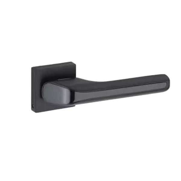 Jainson Locks Saga Clubb Rose Door Handle Set Ultra 62 mm Cylinder Size Jet Black + Black Finish, 662