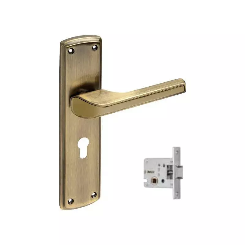 OZONE Aries Series Voyager Mortise Handle for Bathroom Zinc Alloy 45x85mm Lock Body Antique Brass, OZH-ARI-VOY BT ANTIQUE BRASS