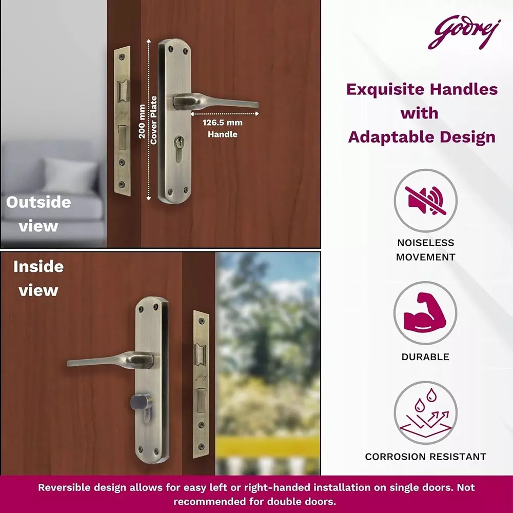 Godrej Door Handle Set 1CK EM 02 Antique Brass 200 mm, 7696