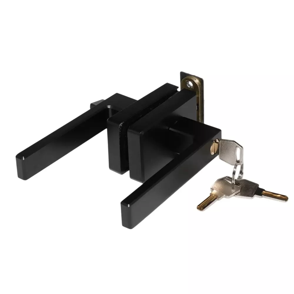 Ebco Mortise Handle Lock Black Finish Metal Body for Sliding Partition System (With Keys), MHLK-SPS-BL (Set of 2)