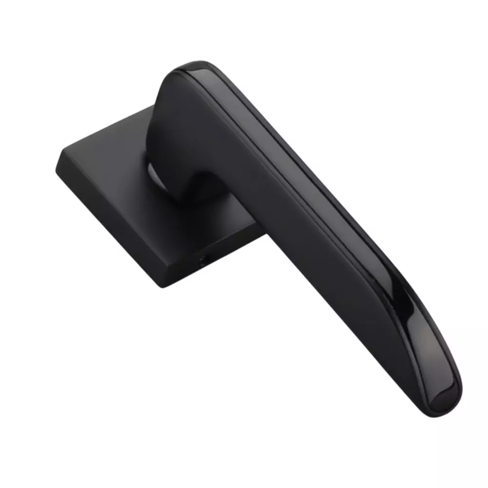 Jainson Locks Ss + Zinc / Alm Flute Rose Door Handle Set Normal 60 mm Cylinder Size Jet Black Finish, 479