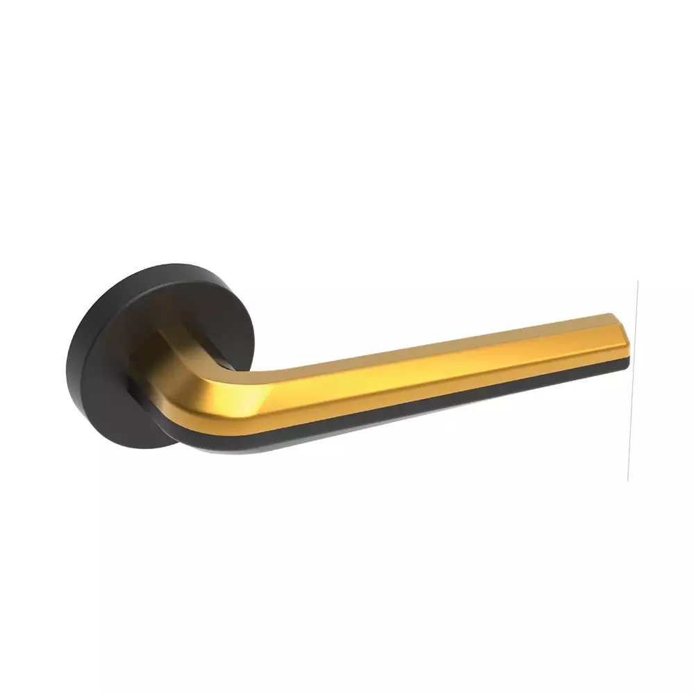 Quba Platini Door Handle Zinc Alloy RGPVD/JBM Finish, Q 5002