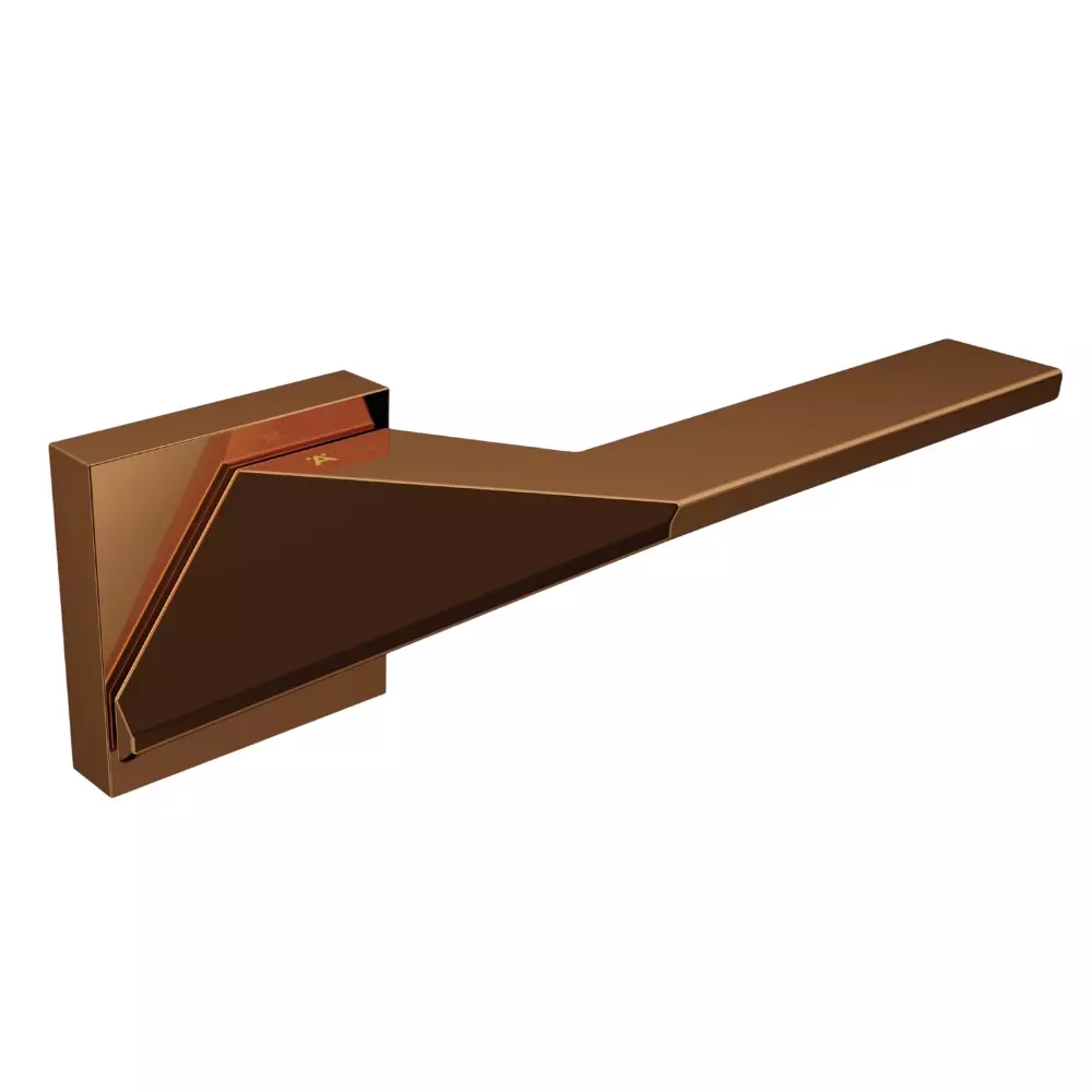 Hafele Left or Right Lever Door Handle Brass On Square Rose With Euro Profile Cylinder Escutcheon Rose Gold PV Finish, 900.99.363