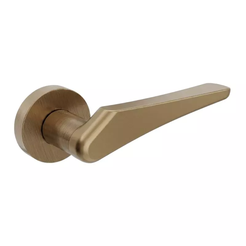 Hafele Left or Right Lever Door Handle Brass On Square Rose With Euro Profile Cylinder Escutcheon Antique Brass Finish, 900.78.947