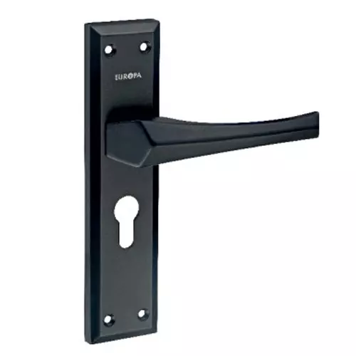 Europa Mortise Plate Handle Zinc 7 inch (178 mm) Matte Black Finish, GMHZS656