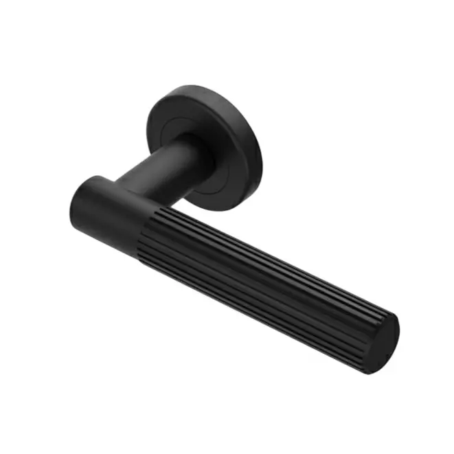 Ebco Mortise Door Handle Brass Zen On Rose 3 Matt Black Finish and ⌀50 mm Keyhole, MDHBZ-KH50-R3-BL