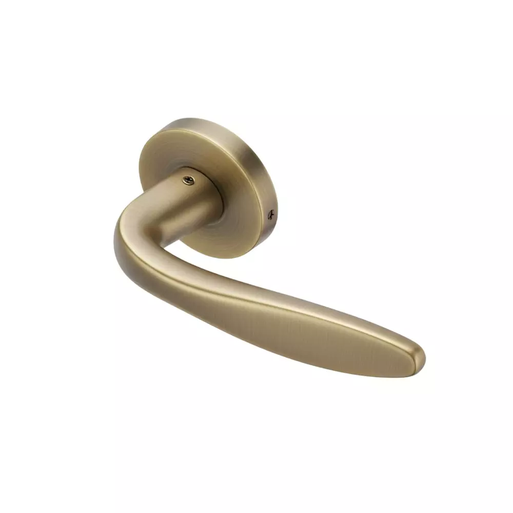 Ebco Mortise Door Handle Brass Zen On Rose 4 Antique Brass Finish and ⌀60 mm Keyhole, MDHBZ-KH50-R4-AQ