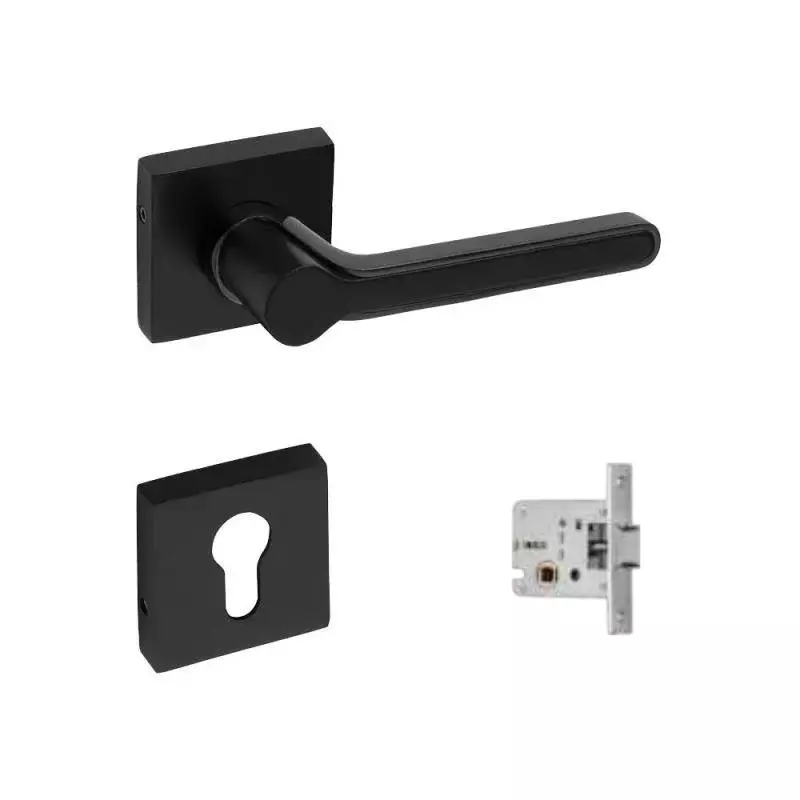 OZONE Aries Series Kepler Mortise Handle for Bathroom Zinc Alloy 45x85mm Lock Body Dual Black, OZH-ARI-KEP BT DUAL BLACK